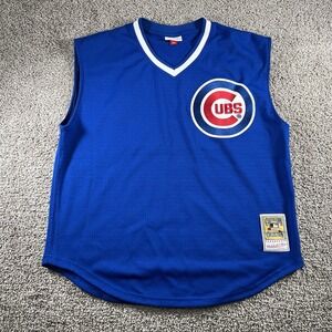 Ryne Sandberg Cubs Mitchell & Mess Jersey Men XL 48 Mesh Cut Off Sleeveless Logo